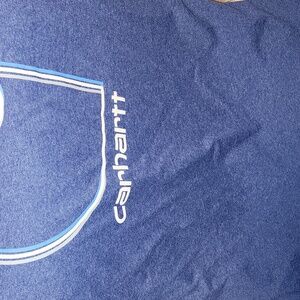Carhartt Men’s Heather Royal Blue Pocket Tee With Design On Back XL